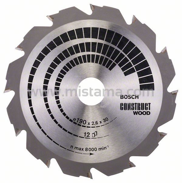 Tarcza pilarska 190/30mm Construct Wood BOSCH (12 zębów)