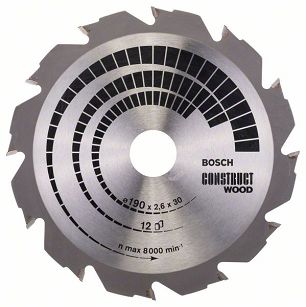 Tarcza pilarska 190/30mm Construct Wood BOSCH (12 zębów)