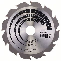 Tarcza pilarska 190/30mm Construct Wood BOSCH (12 zębów)