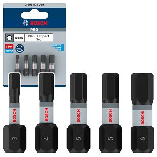 Bit HEX 25 mm IMPACT BOSCH PRO zestaw 5 szt.