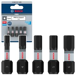 Bit HEX 25 mm IMPACT BOSCH PRO zestaw 5 szt.