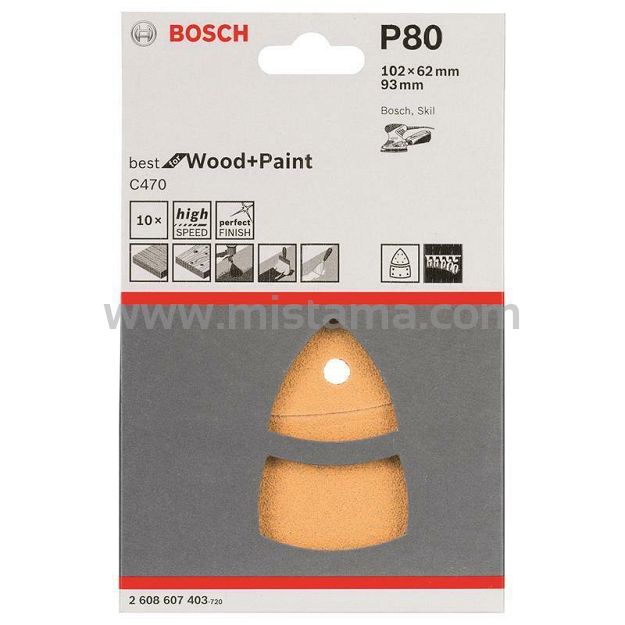 Zestaw 10 papierów na rzep DELTA 100x62/93mm GR.80 BOSCH WYPRZEDAŻ!