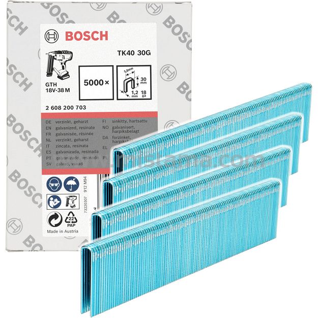 Zszywki 30mm z wąskim grzbietem typ TK40 30G BOSCH 5000 szt.