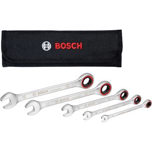 Zestaw 5 kluczy płasko-oczkowych z grzechotką BOSCH