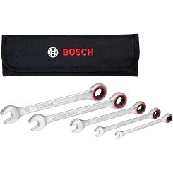 Zestaw 5 kluczy płasko-oczkowych z grzechotką BOSCH