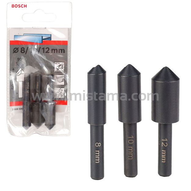 Nawiertak pogłębiacz stożkowy 8mm / 10mm / 12mm HSS BOSCH zestaw 3 szt.