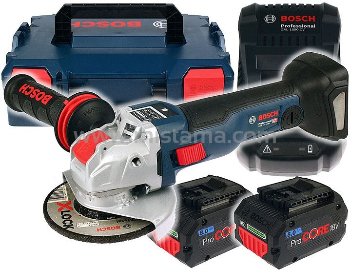 Szlifierka kątowa GWX 18V-10 SC BOSCH X-LOCK 2x8,0Ah