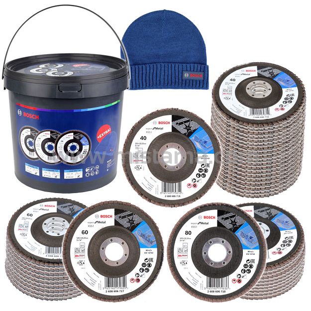 BOSCH Zestaw 40 tarcz listkowych 125mm GR. 40, 60, 80 do metalu + GRATIS !!
