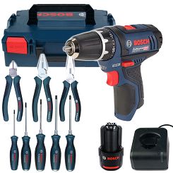 Wkrętarka 30Nm GSR 12V-15 BOSCH L-BOXX 1x2,0Ah + zestaw narzędzi ręcznych