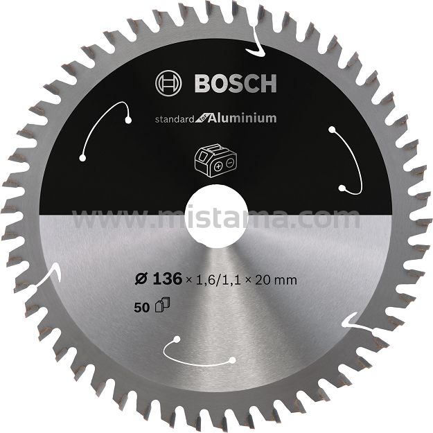 Tarcza pilarska 136/20mm Standard for Aluminium BOSCH (50 zębów) do pilarek aku