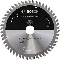 Tarcza pilarska 136/20mm Standard for Aluminium BOSCH (50 zębów) do pilarek aku