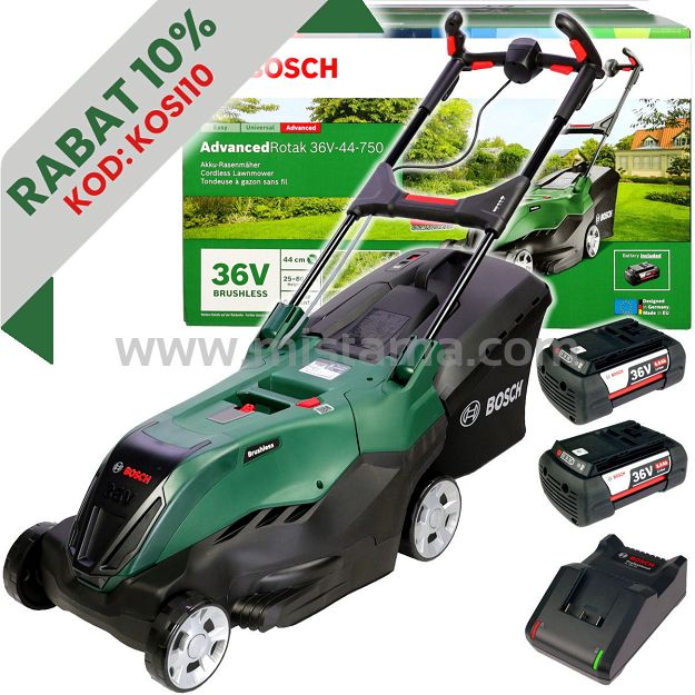 Kosiarka akumulatorowa 36V ADVANCEDROTAK 36V-44-750 BOSCH 2x6,0Ah