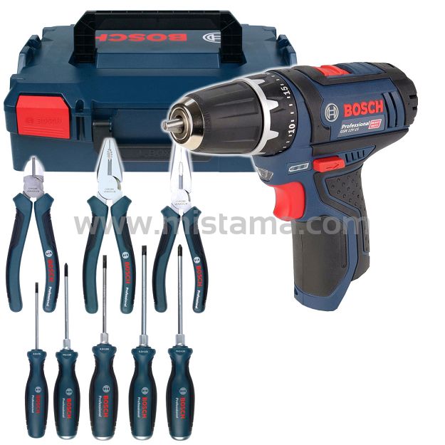 Wkrętarka 30Nm GSR 12V-15 BOSCH L-BOXX (korpus) + zestaw narzędzi ręcznych