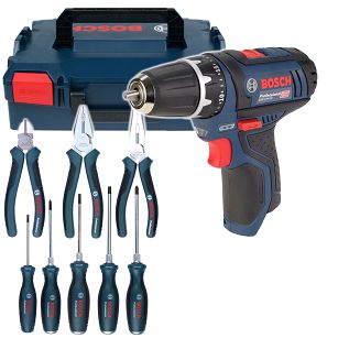 Wkrętarka 30Nm GSR 12V-15 BOSCH L-BOXX (korpus) + zestaw narzędzi ręcznych