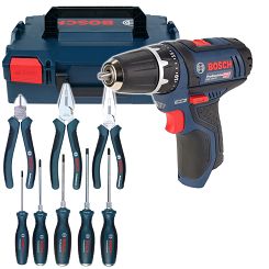 Wkrętarka 30Nm GSR 12V-15 BOSCH L-BOXX (korpus) + zestaw narzędzi ręcznych
