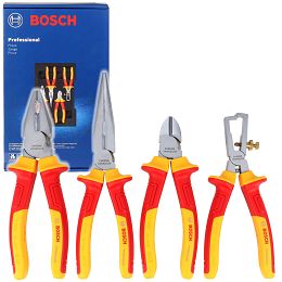 Zestaw 4 szczypiec izolowanych kombinerki ucinaczki VDE BOSCH