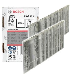 Gwoździe 25mm typ SK50 25 G BOSCH 5000 szt. do gwoździarki GNH 18V-50 M