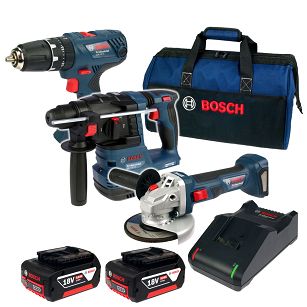 Zestaw GBH 18V-22 + GSR 180-LI + GWS 180-LI BOSCH 2x5,0Ah + TORBA