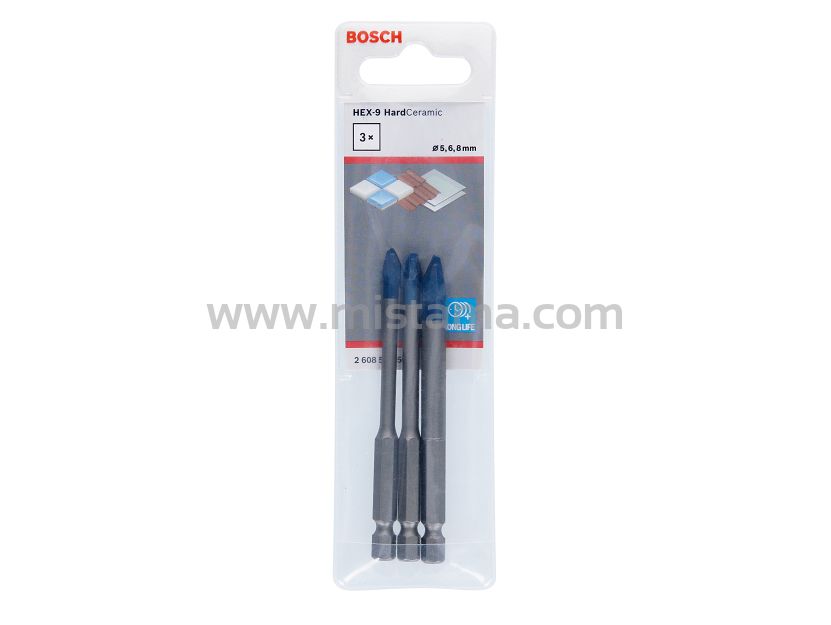 Zestaw 3 wierteł do ceramiki i dachówki HEX-9 BOSCH 