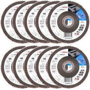 Zestaw 10 tarcz listkowych X551 do metalu 125mm GR.40 BOSCH (wypukła)