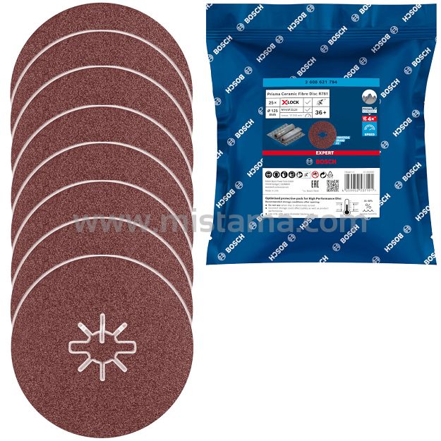 Tarcza fibrowa 125mm X-LOCK R781 PRISMA GR.36 BOSCH EXPERT (25 sztuk)