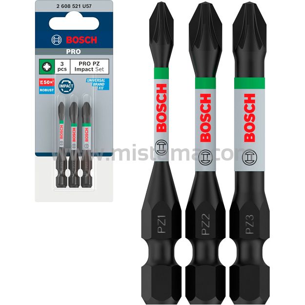 Klinga bit PZ1, PZ2, PZ3 55 mm IMPACT BOSCH PRO zestaw 3 szt.