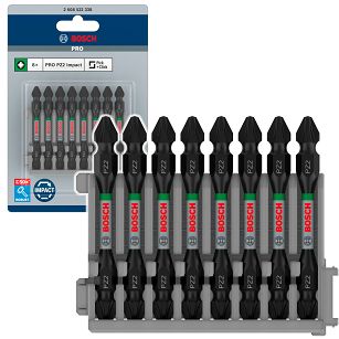 Klinga bit dwustronny PZ2 65 mm IMPACT BOSCH PRO zestaw 8 szt.