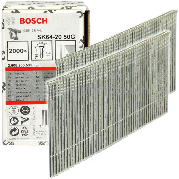 Gwoździe stolarskie 50mm typ SK64-20 50G do GNH 18V-64 BOSCH