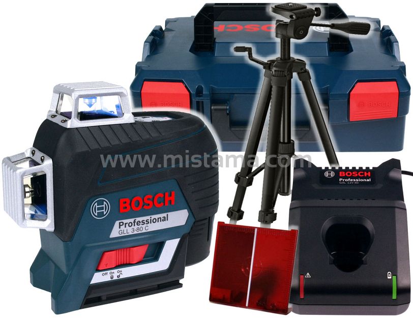 Laser krzyżowy GLL 3-80 C BOSCH L-BOXX + statyw 150cm