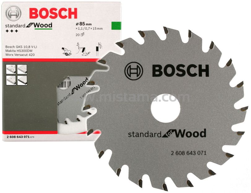 Tarcza pilarska 85/15mm Standard for Wood BOSCH (20 zębów, prof.)