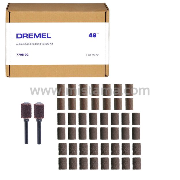 Zestaw 48 taśm szlifierskich 6,4mm DREMEL + 2 trzpienie