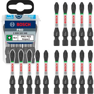 Klinga bit PZ2 55 mm IMPACT BOSCH PRO zestaw 15 szt.