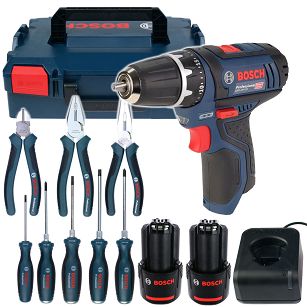 Wkrętarka 30Nm GSR 12V-15 BOSCH L-BOXX 2x2,0Ah + zestaw narzędzi ręcznych