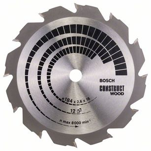 Tarcza pilarska 184/16mm Construct Wood BOSCH (12 zębów)