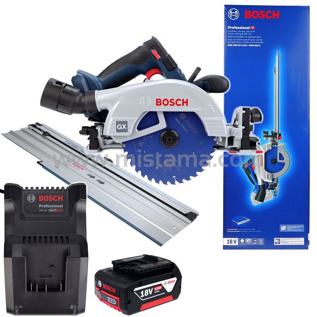 Pilarka tarczowa GKS 18V-57-2 GX BOSCH BEZSZCZOTKOWA 1x4,0Ah + szyna FSN 440 X