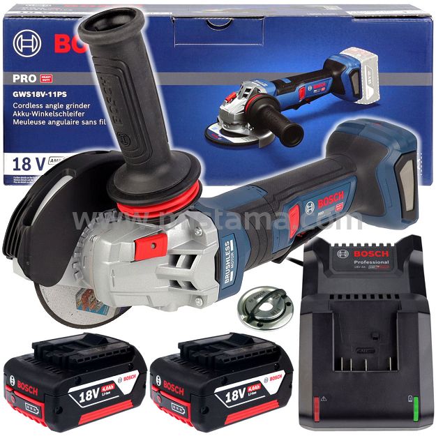 Szlifierka kątowa GWS 18V-11 PS BOSCH 2x4,0Ah z obrotową rękojeścią