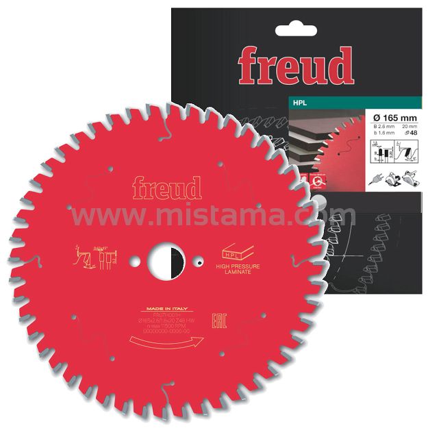 Piła tarcza widiowa 165/20 mm 48 zębów FR07H001H FREUD do płyt HPL, CORIAN, TRESPA