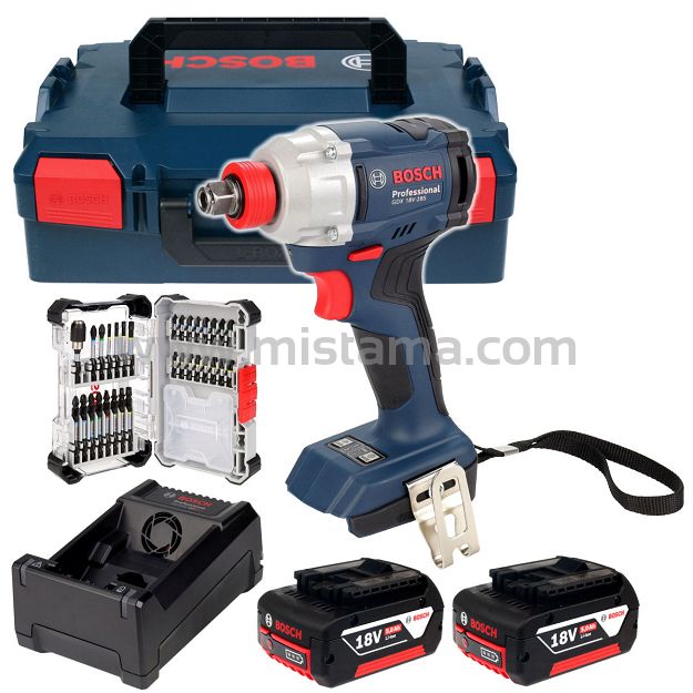 Klucz udarowy 285 Nm GDX 18V-285 BOSCH 2x5,0Ah L-BOXX + zestaw bitów 31szt.