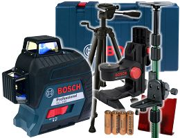 Laser krzyżowy GLL 3-80 BOSCH + statyw + uchwyt BM1 + kolumna TP320