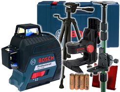 Laser krzyżowy GLL 3-80 BOSCH + statyw + uchwyt BM1 + kolumna TP320