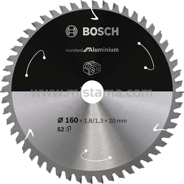 Tarcza pilarska 160/20mm Standard for Aluminium BOSCH (52 zęby) do pilarek aku