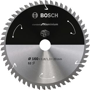 Tarcza pilarska 160/20mm Standard for Aluminium BOSCH (52 zęby) do pilarek aku