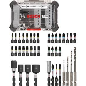 Zestaw 40 bitów, wierteł i nasadek IMPACT WOOD SET BOSCH PRO w kasecie