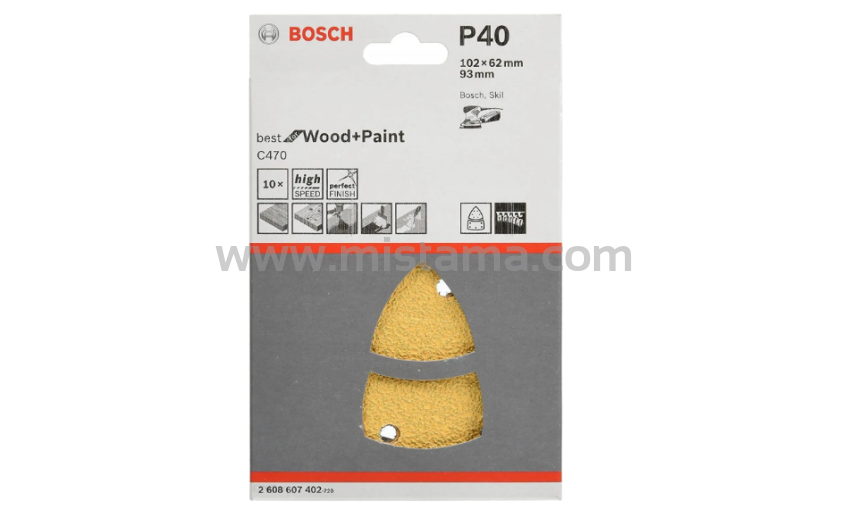 Zestaw 10 papierów na rzep DELTA 100x62/93mm GR.40 BOSCH WYPRZEDAŻ!