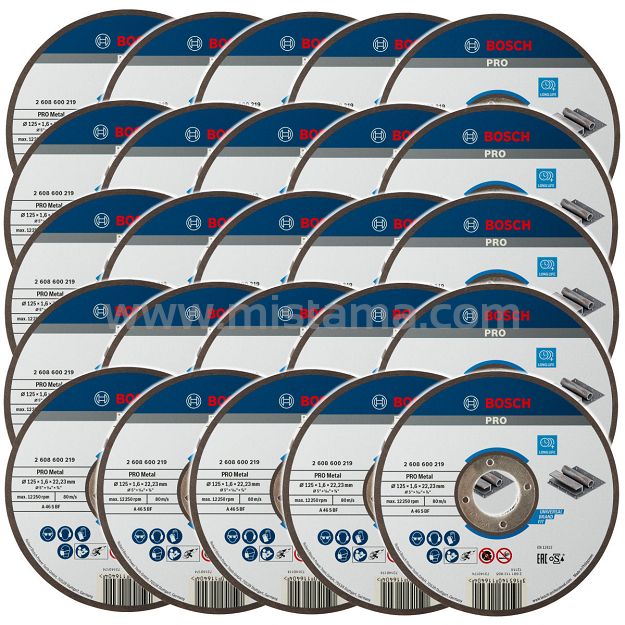 Tarcza korundowa do cięcia stali 125/1,6mm BOSCH - zestaw 25 szt.