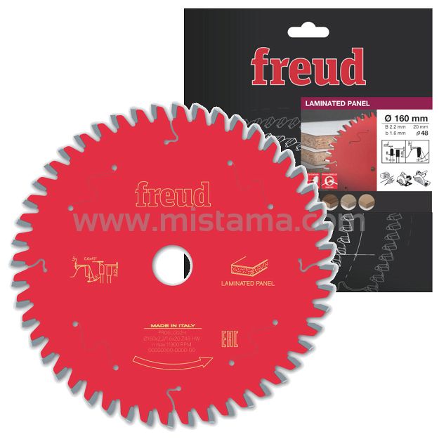 Piła tarcza widiowa 160/20 mm, 48 zębów FR06L002H FREUD do laminatu, MDF