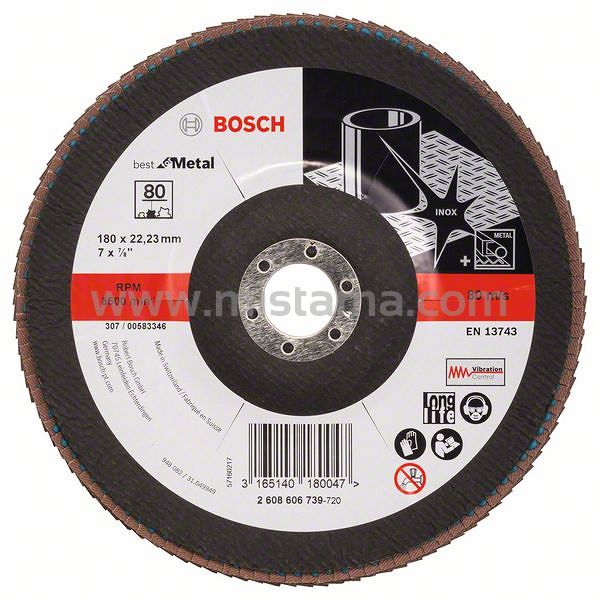 Tarcza listkowa X571 do metalu 180mm GR.80 BOSCH (wypukła)