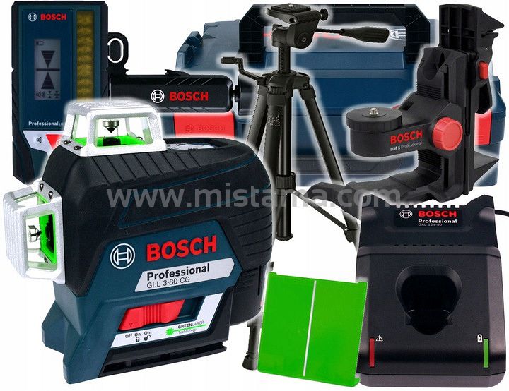 Laser GLL 3-80 CG BOSCH + statyw + uchwyt BM 1 + odbiornik LR7