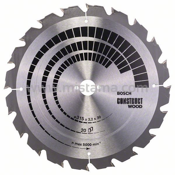 Tarcza pilarska 315/30mm Construct Wood BOSCH (20 zębów)