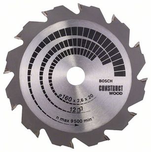 Tarcza pilarska 160/20mm Construct Wood BOSCH (12 zębów)